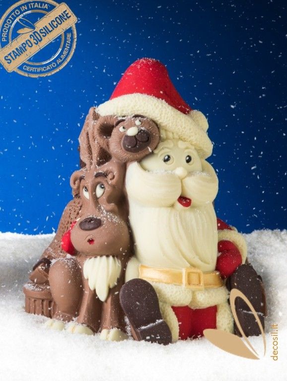 Molde Campana Santa Claus con Oso y Reno