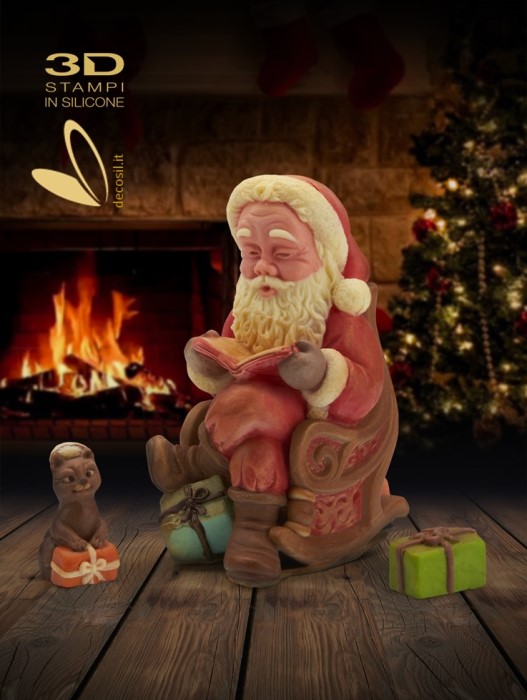 Molde de campana de Papá Noel en mecedora