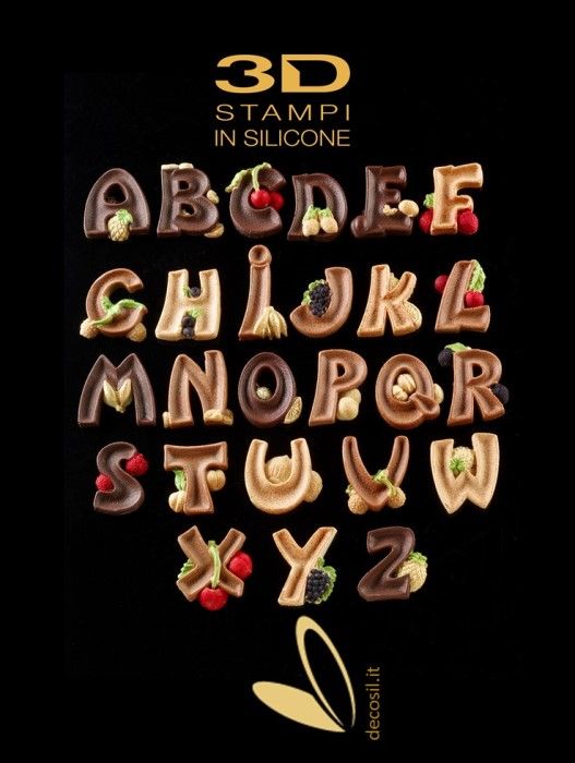 Molde Letras mayúsculas del alfabeto decorado con frutas