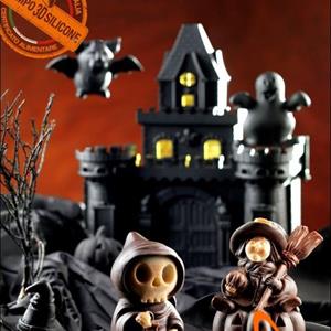 Molde de Silicona  Bruja sobre calabaza